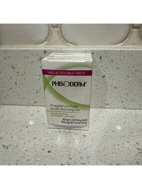 Phisoderm Fragrance Free Facial Cleansing Bar Soap 2 Bars Total 3.3 oz ea Clean